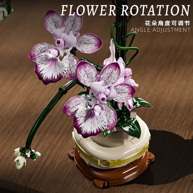 Mother's Day Gift Flowers Building Block Toy Oncidium Bouquet MOC Small Particles Orchid Bricks Flower Toy for Woman Girls Kids
