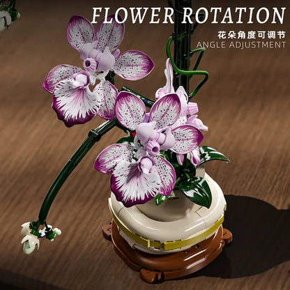 Mother's Day Gift Flowers Building Block Toy Oncidium Bouquet MOC Small Particles Orchid Bricks Flower Toy for Woman Girls Kids