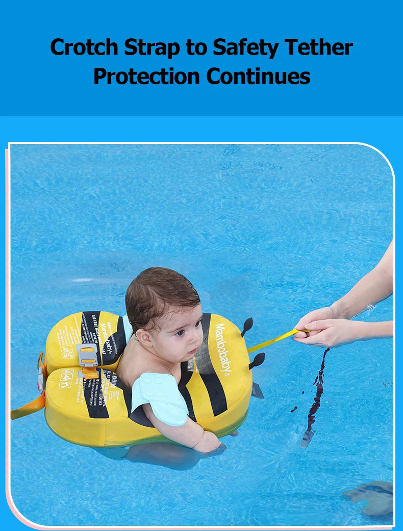 Mambobaby Float with Crotch Strap UPF50+ Canopy Air-Free Non-Inflatable Baby Swimming Ring Toddler Pool Float Infant Water Ring