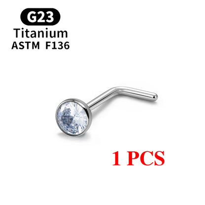 1/10PCS ASTM F136 G23 Titanium Piercing Nose Stud 20G L-Shape Nariz Studs With Zircon 2-3mm Nose Rings Nostril Piercing Jewelry