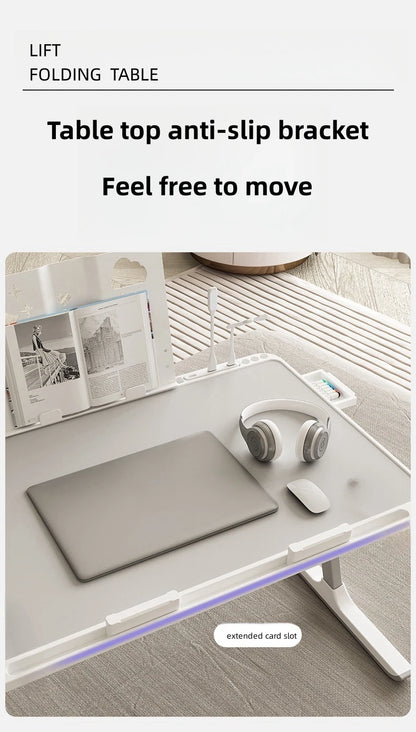 Adjustable Laptop Bed Tray Table Portable Standing Desk with Storage Drawer Foldable Lap Tablet for Sofa Comfortable Viewing