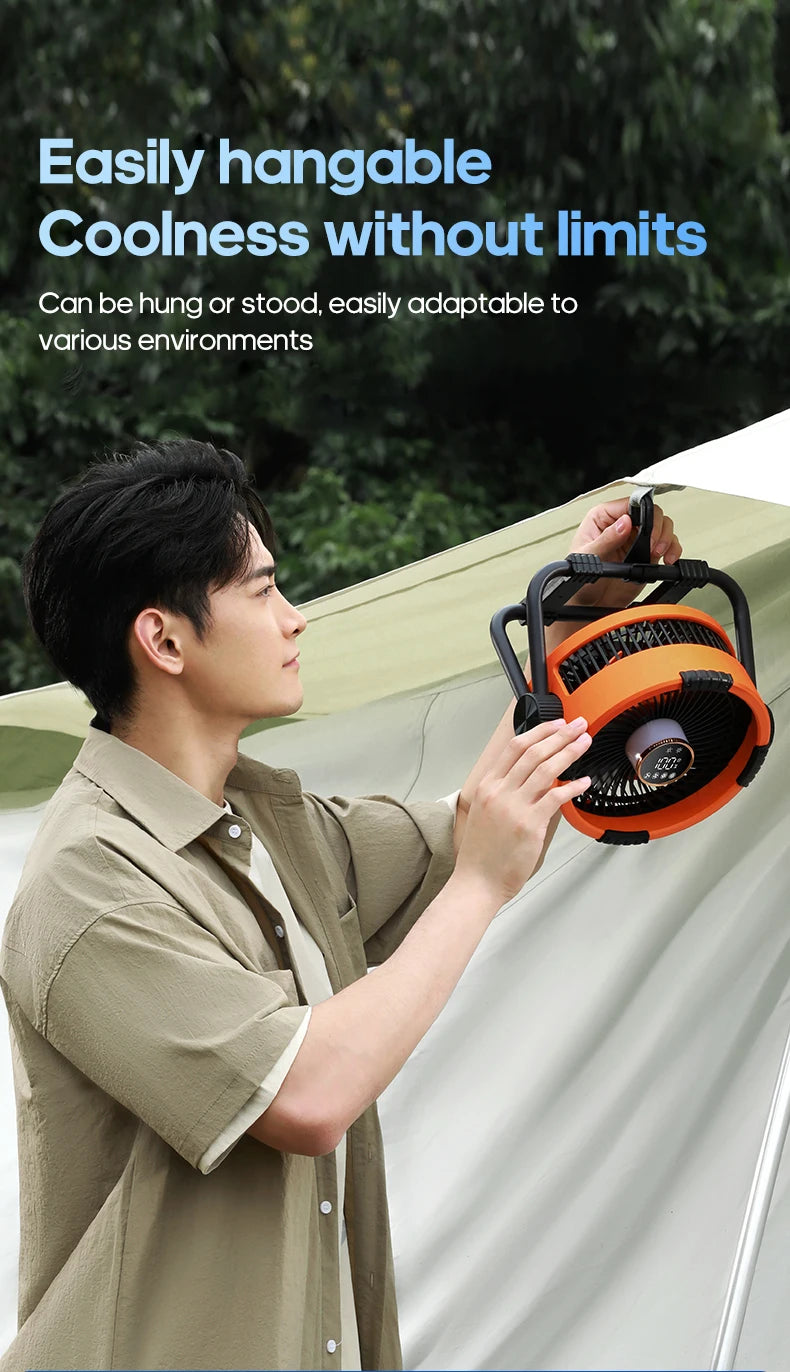Multifunctional 6 in 1 Outdoor Camping Fan 20000mAh Desktop Air Circulator Wireless Ceiling Electric Fan with Hook and LED Light
