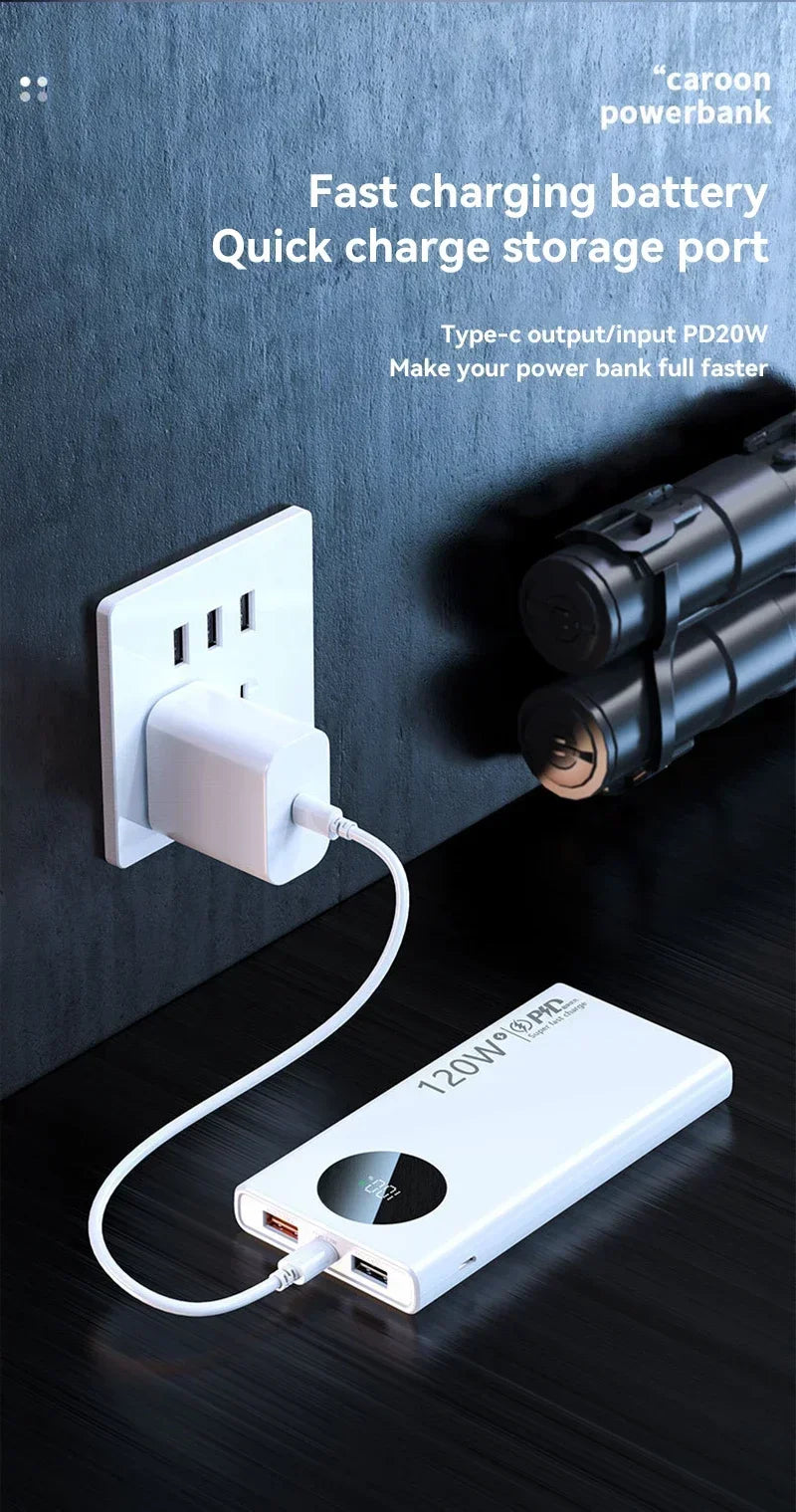 500000mAh Large Capacity Power Bank 120W Super Fast Charging With Portable Digital Display Supply For Various Phones