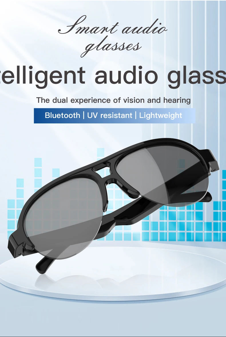 F08 Open-Ear Design Music & Calls Wireless Audio Eyewear Polarized Lenses Built-in Mic Semi-Rim Bluetooth Sunglasses