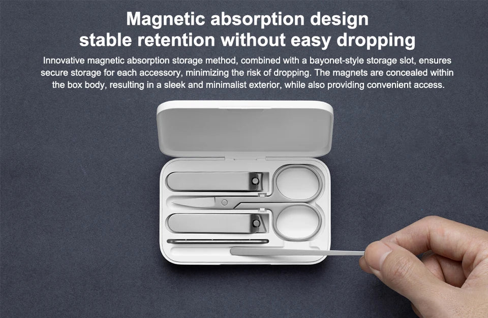 New Original MIJIA Manicure Nail Clippers Pedicure Set Portable Travel Hygiene Kit Stainless Steel Nail Cutter Tool Set -CN