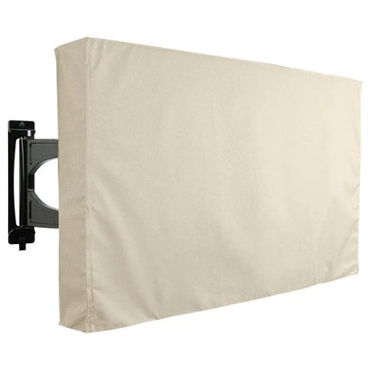 Off-White Premium Waterproof Outdoor TV Protective Cover, Weatherproof Outdoor TV Housing