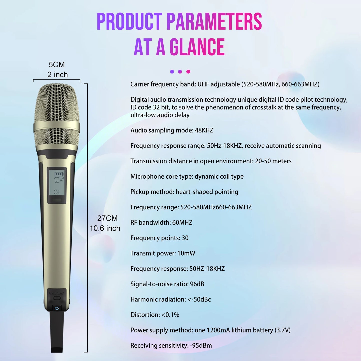 Karaoke Microphone G-MARK SKM9000 2 Channels Wireless UHF Frequency For Teaching Wedding Clear Stable Audio Transmission