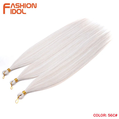 28" 3PCS Ariel Straight Pony Hair Bundles Crochet Braids Hair Synthetic Braiding Hair Ombre Silver Grey Crochet Hair Extensions