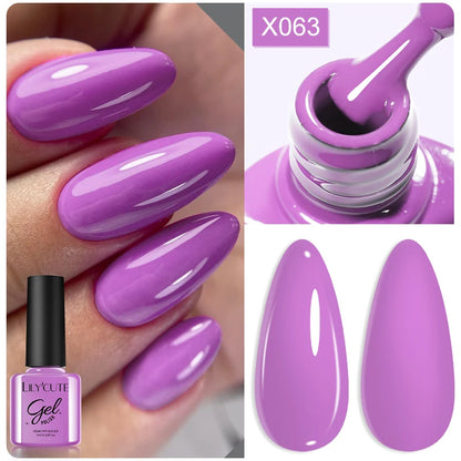 LILYCUTE Nude Crystal Rubber Base Gel Nail Polish Natural Color Semi Permanent UV Gel Soak Off Self Leveling Nail Gel Varnishes