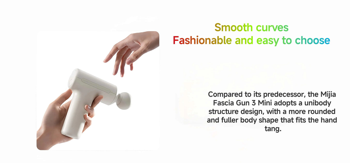 New Mijia Mini Fascia Gun 3 Portable Muscle Massage Gun Thrust Brushless Silent Motor 3 Massager Heads Relax Body Type-C CN