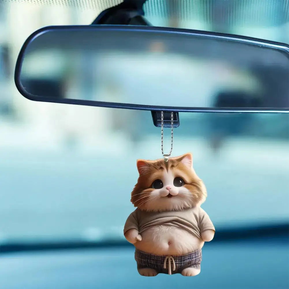 Fat Puppy Keychain 2D Flat Acrylic Cartoon Dog Ornament Car Mirror Backpacks Hanging Pendant For Home Decor