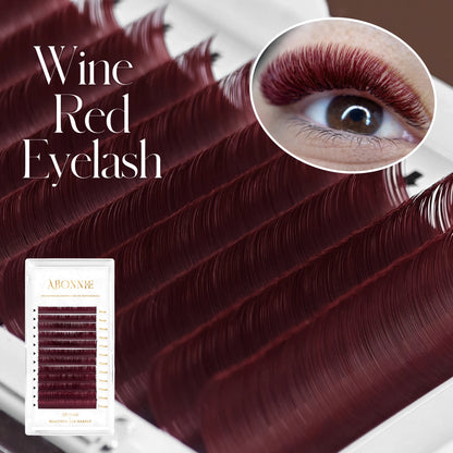 Abonnie Wine Red Lashes Colored Classic Eyelash Extensions Fluffy Eyelashes Soft Individual Lash
