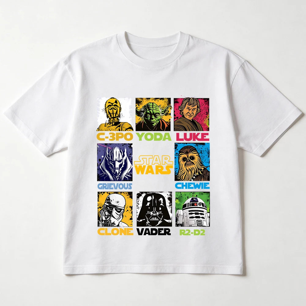 Star Wars Graphic Print Cotton T-Shirt for Adult Kids Family Matching Unisex Casual Daily Wear Summer Top