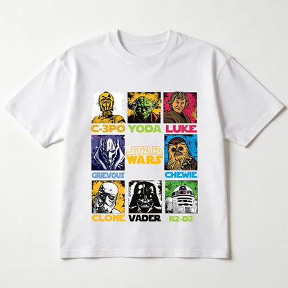 Star Wars Graphic Print Cotton T-Shirt for Adult Kids Family Matching Unisex Casual Daily Wear Summer Top
