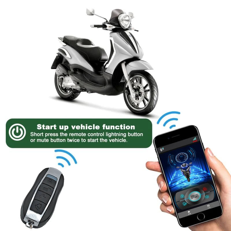 Motorcycle Burglar Alarm Smart Phone APP Control Remote Start Up Lock Unlock Vibration Warning Anti-theft