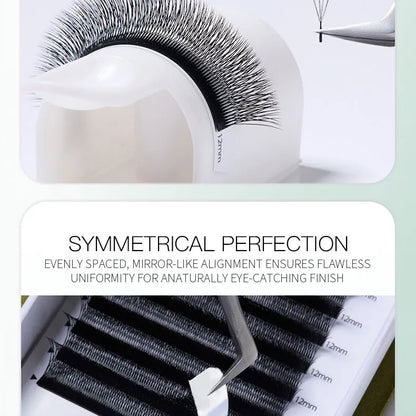 DeceMars V-shaped 4D eyelash extensions Matte Black 12 Rows/Tray for Makeup