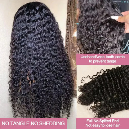 40 46 Inch 13x4 13x6 HD Deep Wave Lace Frontal Wig Brazilian Loose Water Curly Lace Front Human Hair Wigs For Women 300% Density