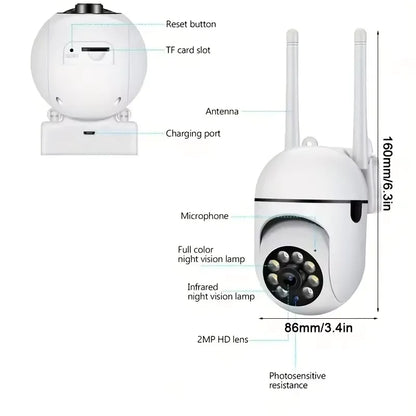 8MP WiFi Security Camera 2.4G Home Surveillance with PTZ IR Night Vision Motion Detection Child Monitoring 2 Antennas