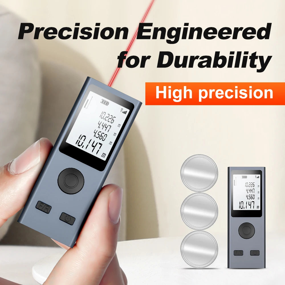 Mini Size Laser Distance Meter with USB Rechargeable Measurement Pythagoras Area Volume Measurement M/FT/IN Unit Swi