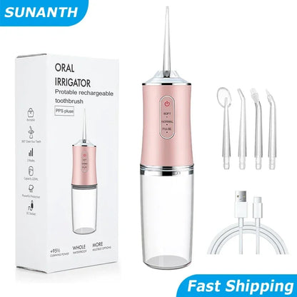 Portable Cordless dental water flossers,Professional Electric Oral Irrigator tooth cleaner 3 Modes & Water Drill,IPX7 Waterproof