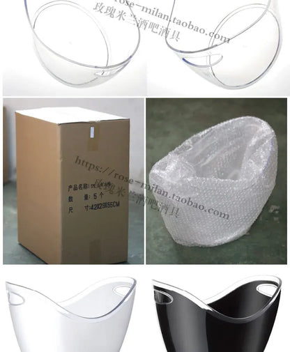 Non-LED Boat Style Ice Bucket for Beer KTV Yuanbao Cocktail Cooler Bar Mixed Drink Basin Iced Wine Tub Container