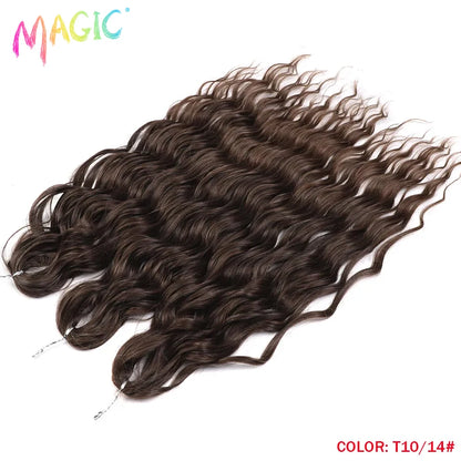 Anna Synthetic Hair 24 Inch Water Wave Braiding Hair Extensions Ombre Blonde Deep Wave Afro Curl Twist Crochet Hair for Women