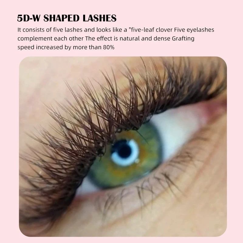 Yelix Brown Eyelashes W Shaped Eyelash Extensions Single Tips 2D 3D 4D 5D Premade Fans Lahses Soft Natural Individual Lahes