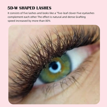 Yelix Brown Eyelashes W Shaped Eyelash Extensions Single Tips 2D 3D 4D 5D Premade Fans Lahses Soft Natural Individual Lahes
