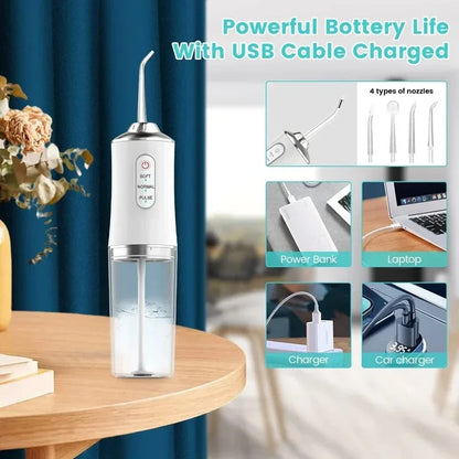 Pro Dental Oral Irrigator Flosser Removal Cleaning Wireless Brush Ipx7 Store Water Floss Irigator Waterpick For Tooth Mouth