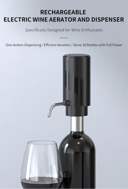 Rechargeable Electric Wine Aerator Dispenser One-touch Automatic Wine Decanter Intelligent Electric Wine Pourer