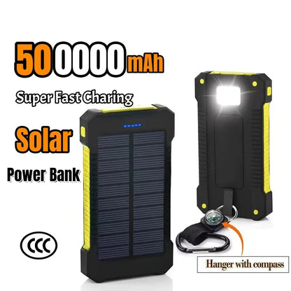 500000mAh Waterproof Outdoor Solar Power Bank Dual USB Travel Portable Solar Phone Charger Solar Powerbanks For Camping