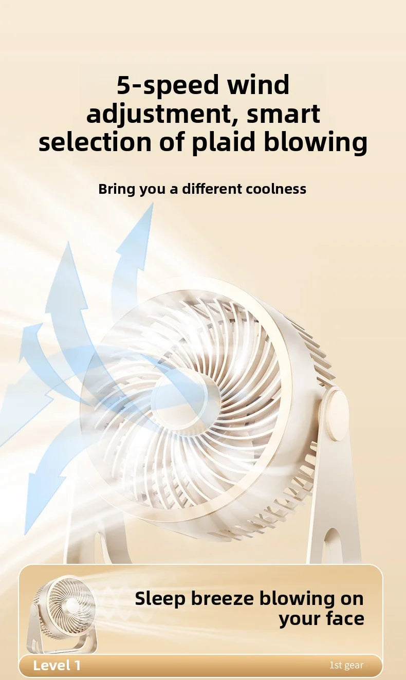  Portable Electric Fan 3600mAh Wireless Air Circulator Fan Cordless Desktop Wall Ceiling Air Cooling Cooler Quiet Ventilator