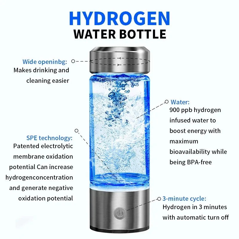 Hydrogen Water Bottle for Home Office Travel and Daily Drinking Portable Hydrogen Water Bottle Generator Water Ionizer Machine
