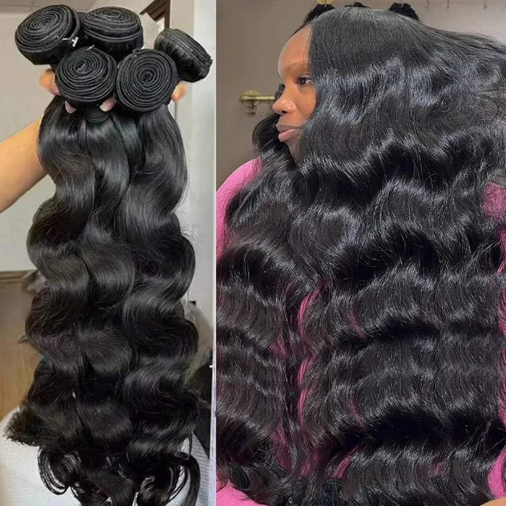 28 30 Inch Raw Brazilian Human Hair Bundles Body Wave Loose 3 4 Bundle Virgin Remy Hair Extension For Women Sew In Quick Weave