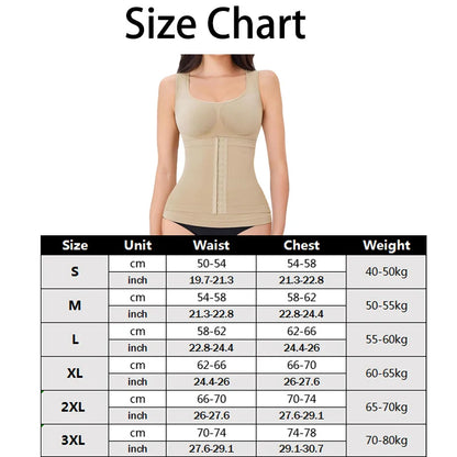 1PC Highly Elastic Women'S 3in1 Camisole Seamless Waist Trainer Removable Bra Pad Hook Adjustable Tummy Control Shaping Tank Top