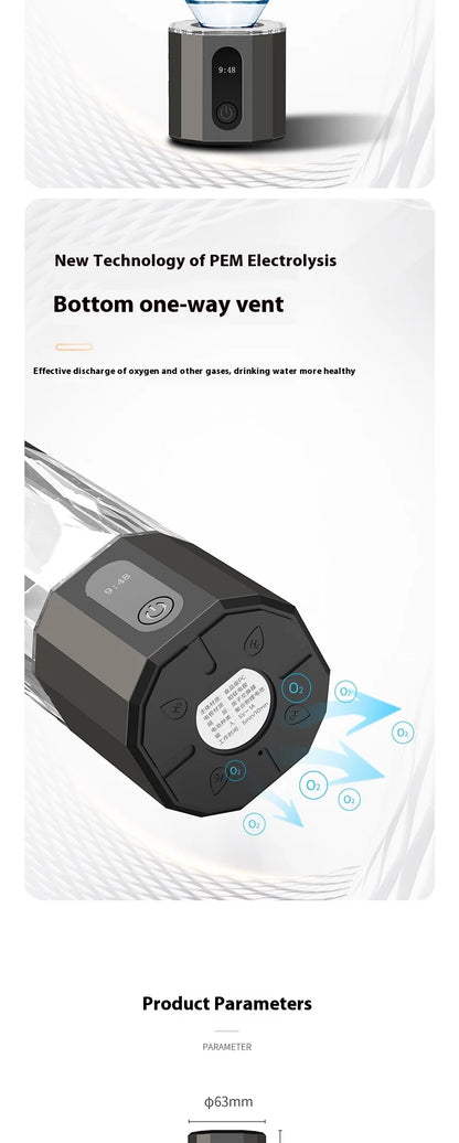 High Quality 6000-8000PPB Hydrogen Rich Water Bottle Cup Portable USB Powered Hydrogen Water Generator for Household Use
