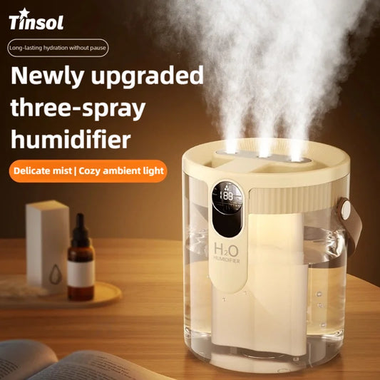 TINSOL 1.5L Air Humidifier USB-Charging Aromatherapy Diffuser 3-Port Spray Air Purifier Home Bedroom Aromatherapy Lamp