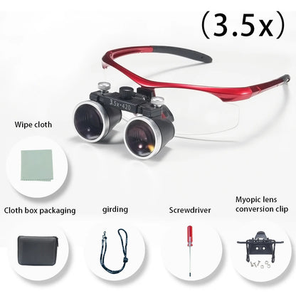 Dentistry Binocular Magnifier 2.5X 3.5X Ultra-lightweight Optical Loupes 320-420mm Magnifying Glass for Dental Surgery