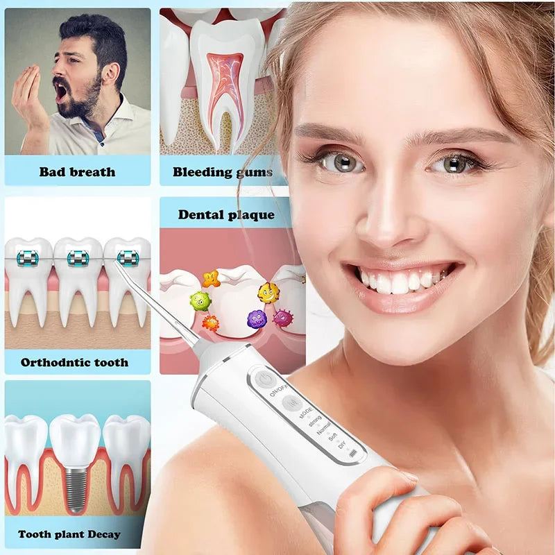 Pro Dental Oral Irrigator Flosser Removal Cleaning Wireless Brush Ipx7 Store Water Floss Irigator Waterpick For Tooth Mouth