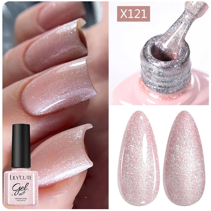 LILYCUTE 7ml White Color Gel Nail Polish Semi Permanent UV Gel Polish Gorgeous Full Coverage Soak Off UV LED Nail Gel Varnishes