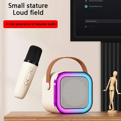 K12 karaoke machine with 1/2 wireless microphones portable 5.3 PA Bluetooth speaker system RGB lights audio home KTV kid gifts