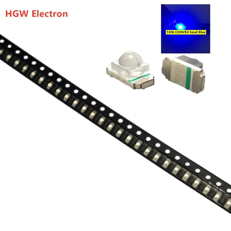 100PCS 1206(3216) Ball head concentrated SMD LED Diode Chip Red Green Blue Yellow Orange White SMT Lamp Light Beads Emitting Kit