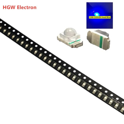 100PCS 1206(3216) Ball head concentrated SMD LED Diode Chip Red Green Blue Yellow Orange White SMT Lamp Light Beads Emitting Kit