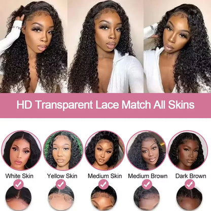 40 46 Inch 13x4 13x6 HD Deep Wave Lace Frontal Wig Brazilian Loose Water Curly Lace Front Human Hair Wigs For Women 300% Density