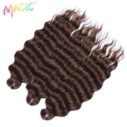Anna Synthetic Hair 24 Inch Water Wave Braiding Hair Extensions Ombre Blonde Deep Wave Afro Curl Twist Crochet Hair for Women