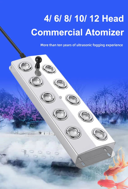 6/8/10/12 Head Atomizer Ultrasonic nebulizer Industrial Humidifier Mist Maker DC45V Powersupply Landscape Garden Fogger Buoy