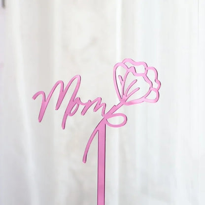 New Happy Mother's Day Birthday Cake Topper Gold High-grade Acrylic MOM Party Cake Toppers Mother's Day Gifts Dessert Decoration