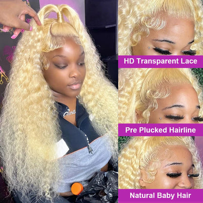 613 Loose Deep Wave Frontal Wig 13x6 HD Water Wave Lace Front Wig 30 40 Inch Honey Blonde 13x4 Lace Front Curly Human Hair Wigs