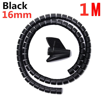 2M/1M Flexible Spiral Cable Wire Protector Cable Organizer Computer Cord Protective Tube Clip Organizer Management Tools 16/10mm