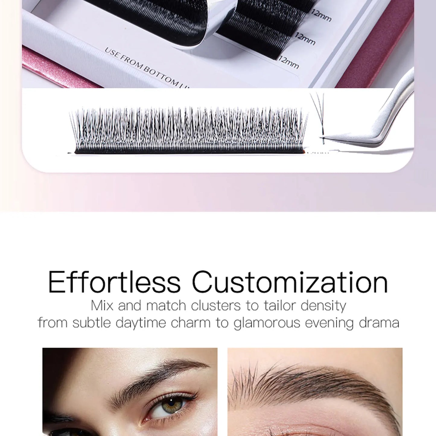 DeceMars V-shaped 3D eyelash extensions Matte Black 12 Rows/Tray